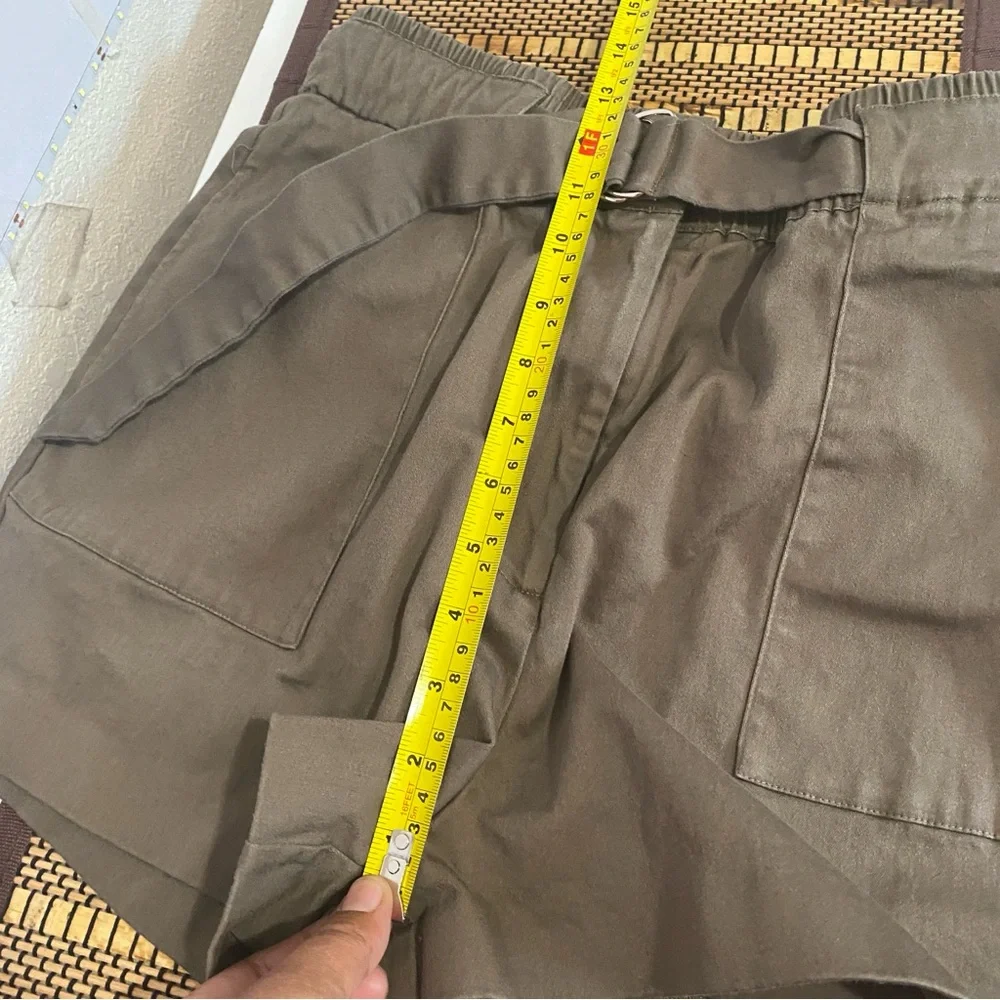 Ted Baker‎ Women’s Belted High Waist Shorts Khaki Green Cotton Blend Size XS-S